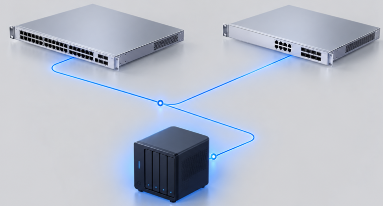 Network attached storage connected to business networking equipment